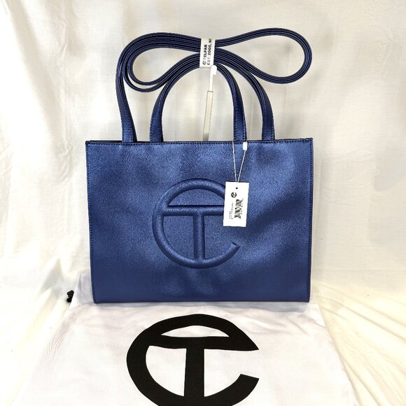 Telfar, Cobalt (Metallic Blue) Medium Shopping Bag, NWT - Picture 1 of 11